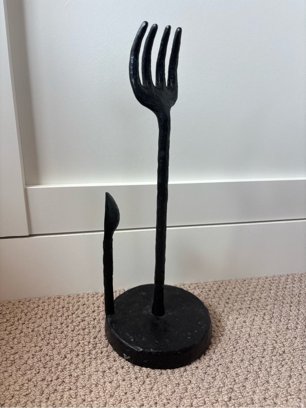 Rustic Black Sculptural Fork & Spoon Papertowel Dispenser